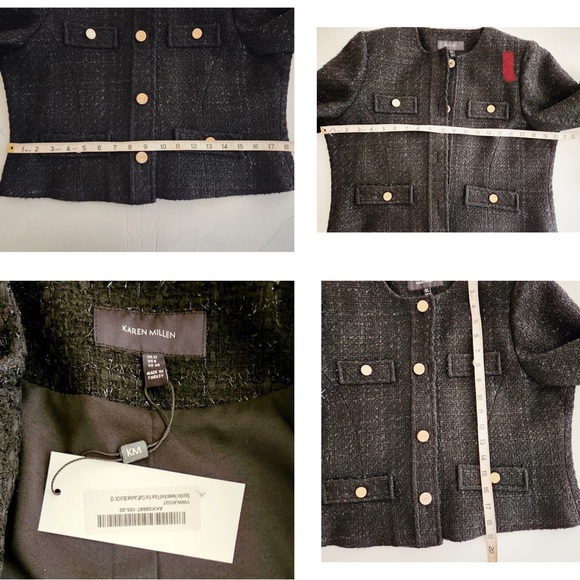 Karen Millen Set Sparkle Tweed DressAnd Faux Fur Cuff Jacket Sz 8 US - Picture 10 of 11